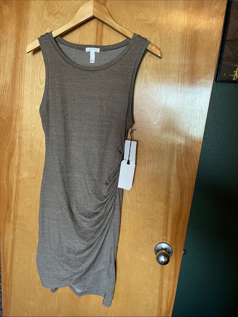 Leith Sleeveless Ruched Tank Dress - Taupe